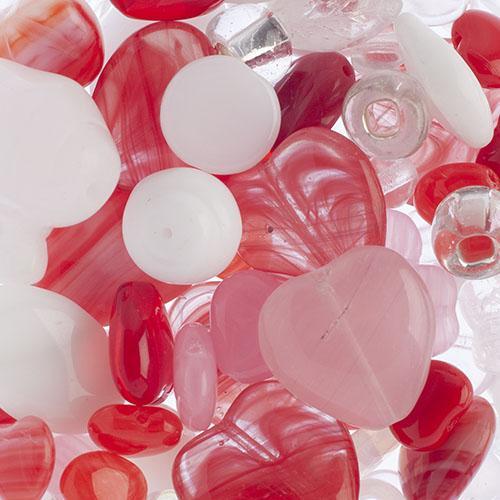 2300017 Czech Glass Mix Strawberry Swirl