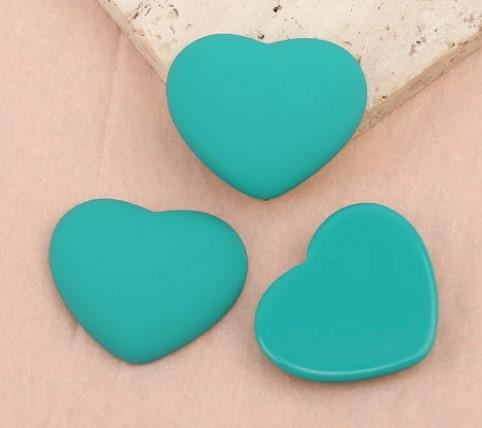 2320513 Acrylic 23x27mm Heart Cab Turquoise Pair